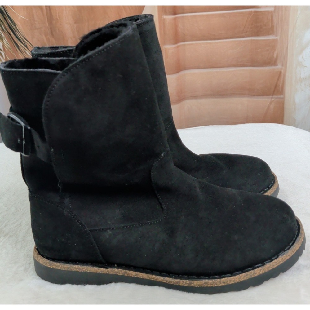 Birkenstock Uppsala Black Suede Shearling-Lined Boots Women's 39